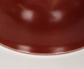 Large and Heavy Chinese Ming Style Ox Blood Red Glazed Porcelain Bowl 8