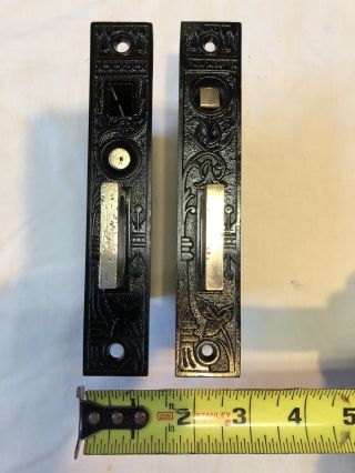 Antique Potted Flower Double Pocket Door Mortise Lock 1886 2