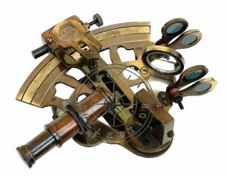 Antique Brass Marine Sextant Collectible Vintage Nautical Ship Astrolabe