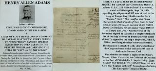 Civil War Navy Uss Sabine Commodore Perry Japan Expedition Document Signed 1864