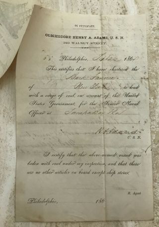 CIVIL WAR NAVY USS SABINE COMMODORE PERRY JAPAN EXPEDITION DOCUMENT SIGNED 1864 7