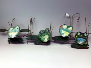 Scarce Signed Curtis Jere Metal FROGS Mid - Century Wall Art Enamel Sculpture 10