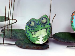 Scarce Signed Curtis Jere Metal FROGS Mid - Century Wall Art Enamel Sculpture 4