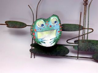 Scarce Signed Curtis Jere Metal FROGS Mid - Century Wall Art Enamel Sculpture 5