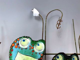 Scarce Signed Curtis Jere Metal FROGS Mid - Century Wall Art Enamel Sculpture 9