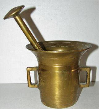 Vintage Pharmacy Apothecary Solid Brass Mortar & Pestle