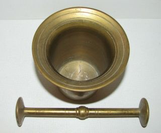 Vintage Pharmacy Apothecary Solid Brass Mortar & Pestle 2