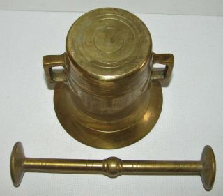 Vintage Pharmacy Apothecary Solid Brass Mortar & Pestle 3