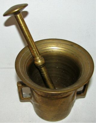 Vintage Pharmacy Apothecary Solid Brass Mortar & Pestle 4