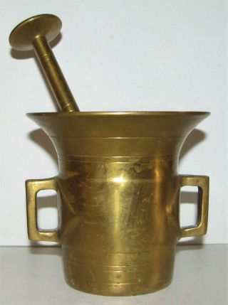 Vintage Pharmacy Apothecary Solid Brass Mortar & Pestle 5