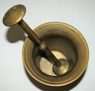 Vintage Pharmacy Apothecary Solid Brass Mortar & Pestle 6