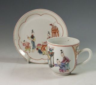Antique 19th Century Chinese Porcelain Famille Rose Cup And Saucer