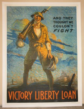 Us Army Bond Poster Linen First World War I Ww1 Wwi 1918 Forsythe