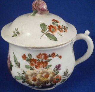 Antique 18thc Cozzi Porcelain Floral Lidded Cup Porzellan Tasse Venice Italy 5