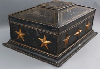 Antique Civil War Period,  Fitted Tin Apothecary Chest,  Combination Stars Lock 3