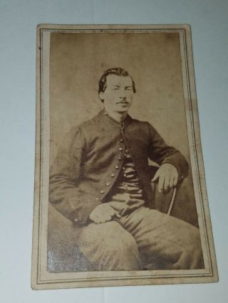 Rare 1860s Civil War Soldier Signed Daniel Long Cdv