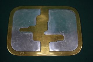 David Marshall Disenos Design Aluminum And Brass Tray With Leather Back
