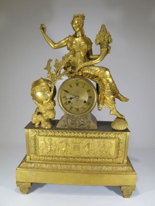 19th C French Gilt Bronze Mantle Clock D9050