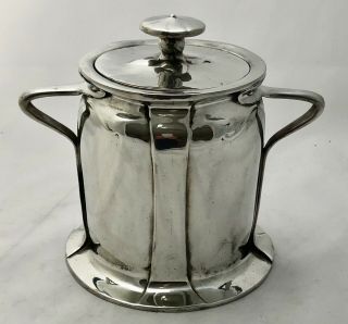 Rare Liberty & Co Tudric Pewter Biscuit Barrel By C F A Voysey Early Mark 059