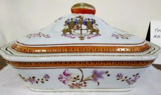 Armorial Chinese Antique Tureen Export Octagonal From Shrewsbury Museum
