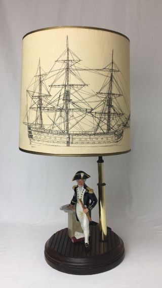 Rare Vintage Royal Doulton Figurine Lamp,  " The Captain " Hn2260 W/ Shade