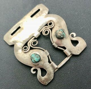 Rare Hand Wrought Liberty & Co Cymric Silver & Turquoise Buckle Oliver Baker