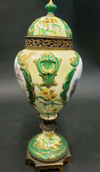 Antique Sevres Gilt Bronze Mounted Porcelain Urn 5