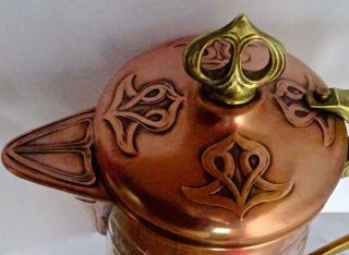 Fine,  small WMF Secessionist Art Nouveau Copper Jug,  Pitcher 3