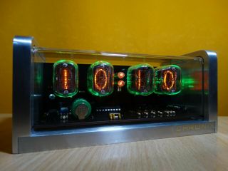Unique Retro 4xin - 12 Nixie Tubes Clock Aluminum Case Green Led Backlight & Alarm