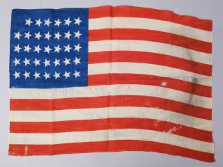 Estate Found Rare Antique Us Civil War Era Kansas 34 Star American Parade Flag
