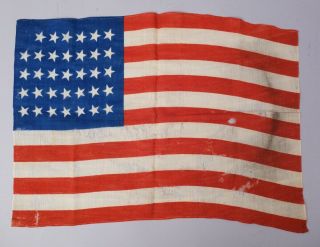 Estate Found Rare Antique US Civil War Era Kansas 34 Star American Parade Flag 2