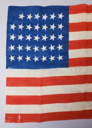 Estate Found Rare Antique US Civil War Era Kansas 34 Star American Parade Flag 4
