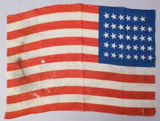 Estate Found Rare Antique US Civil War Era Kansas 34 Star American Parade Flag 5