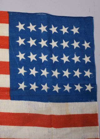 Estate Found Rare Antique US Civil War Era Kansas 34 Star American Parade Flag 6