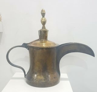 Antique Handmade Kuwait Dallah Coffee Arab Islamic Gulf Pot Brass Hight 35cm
