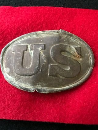 Antique Civil War Union Army Infantry Cartridge Ammunition Box Us Brass Plate