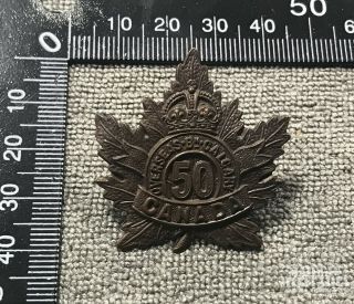 Ww1 Cef 50th Battalion Cap Badge " Maple Leaf Type " (17376)