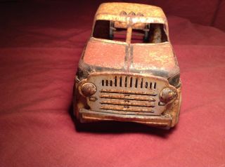 Antique Vintage 1940 ' s Structo Metal Old Tin Toy Rare Flatbed Tow Truck Cab Car 10