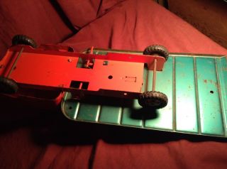 Antique Vintage 1940 ' s Structo Metal Old Tin Toy Rare Flatbed Tow Truck Cab Car 9
