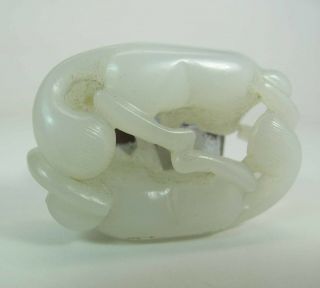 Antique Chinese Pierce Carved Mutton Fat Nephrite Jade Pendant Of Animals 3