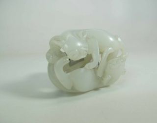 Antique Chinese Pierce Carved Mutton Fat Nephrite Jade Pendant Of Animals 4