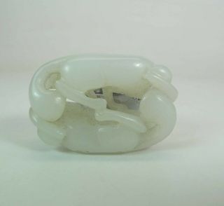 Antique Chinese Pierce Carved Mutton Fat Nephrite Jade Pendant Of Animals 7