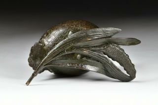 Japanese Meiji Period Quail Shaped Bird Cast Bronze Censer Incense Burner 5