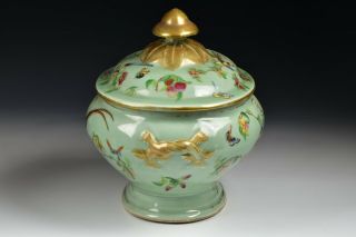 18th Century Chinese Export Famille Rose Celadon Body Soup Tureen Fine Detail 4