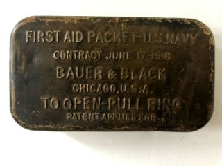 Ww1 1918 Us Bauer & Black Navy First Aid Packet Usn