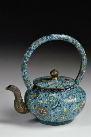 18th / 19th Century Chinese Cloisonne Teapot W/ Dragon Head Spout