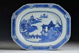 18th Century Chinese Blue & White Porcelain Platter Fine Quality