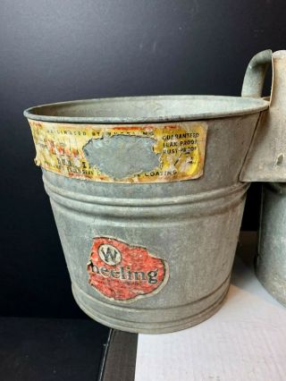 Vintage Antique Galvanized Double Connected Bucket Buckets Wheeling WV 2