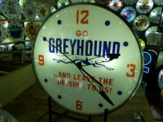 Vintage Greyhound Bus Lines Lighted Pam Advertising Clock Sign Transportation 4