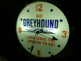 Vintage Greyhound Bus Lines Lighted Pam Advertising Clock Sign Transportation 5